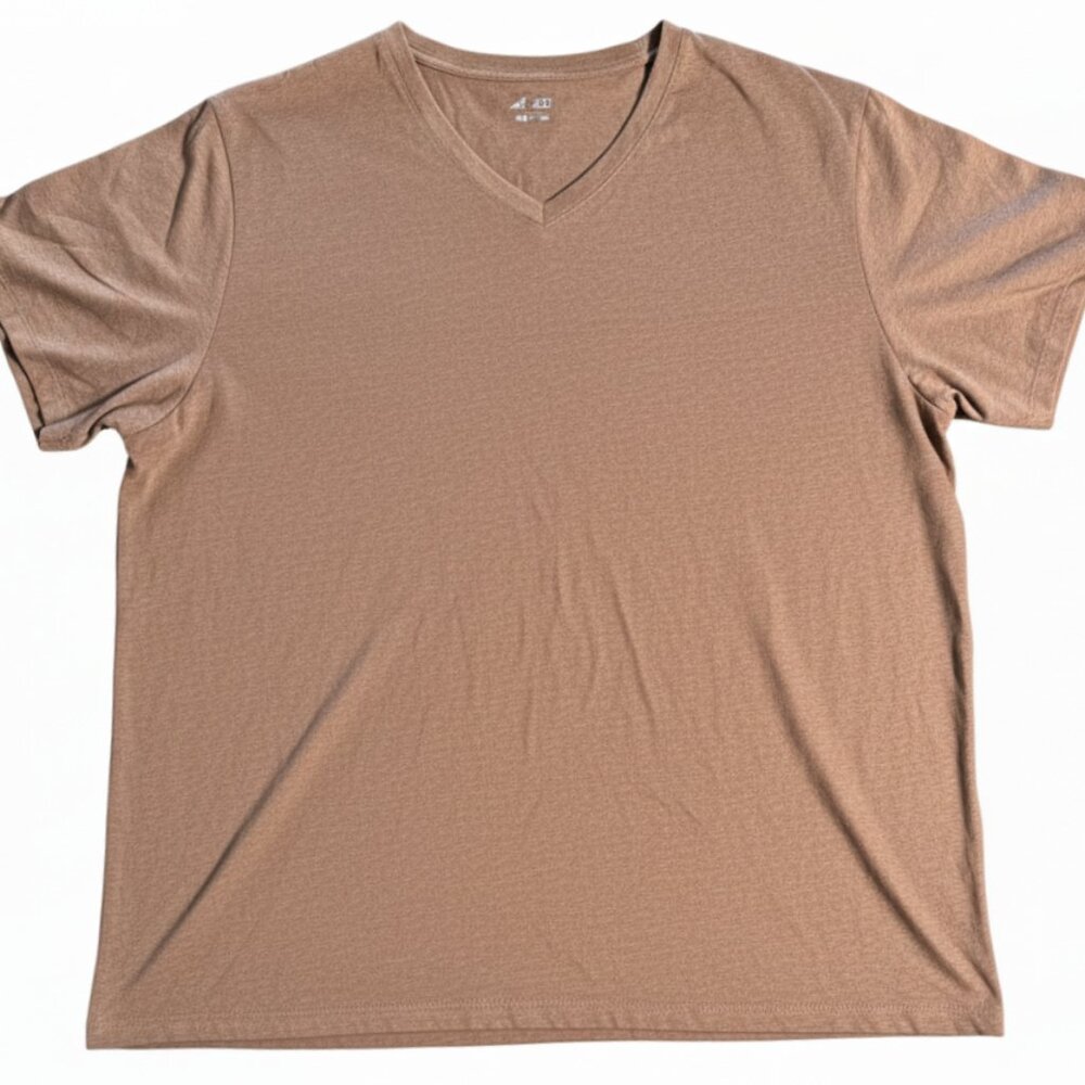 BCG Men's V-Neck T-Shirt Short Sleeve Cotton Casual Tee Brown 4XL NEW